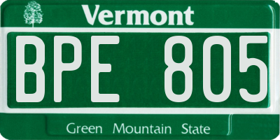 VT license plate BPE805
