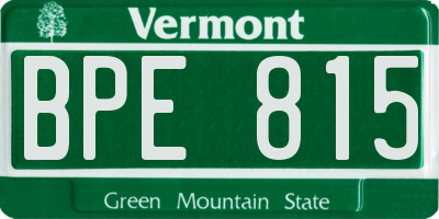 VT license plate BPE815