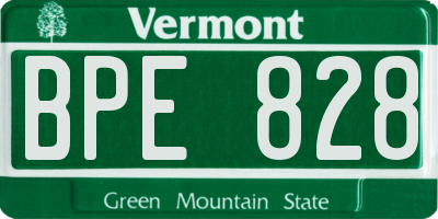 VT license plate BPE828