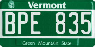 VT license plate BPE835