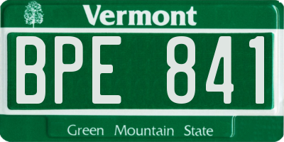 VT license plate BPE841