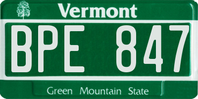 VT license plate BPE847