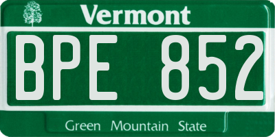 VT license plate BPE852