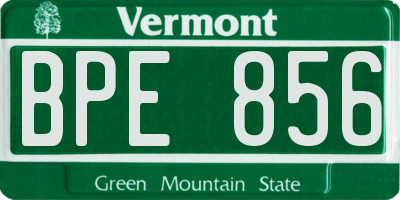 VT license plate BPE856