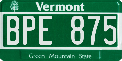 VT license plate BPE875