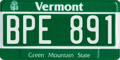 VT license plate BPE891