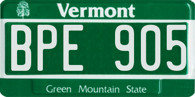 VT license plate BPE905