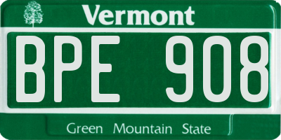 VT license plate BPE908