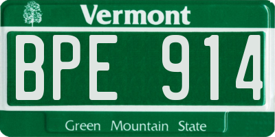 VT license plate BPE914