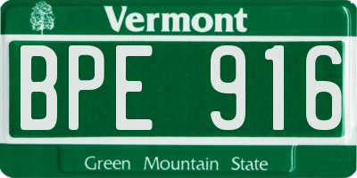 VT license plate BPE916