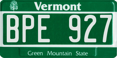 VT license plate BPE927
