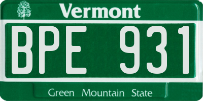 VT license plate BPE931