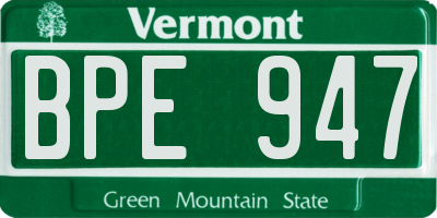 VT license plate BPE947