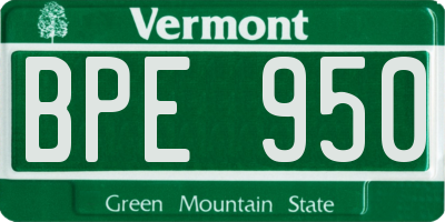VT license plate BPE950