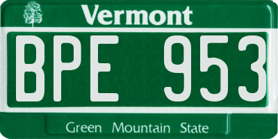 VT license plate BPE953