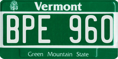 VT license plate BPE960