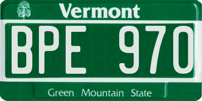 VT license plate BPE970