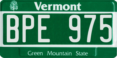 VT license plate BPE975