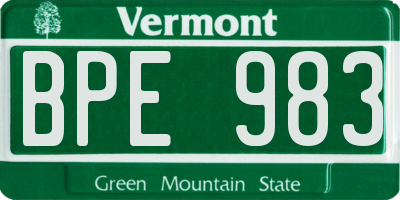 VT license plate BPE983
