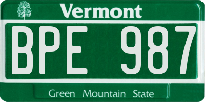 VT license plate BPE987