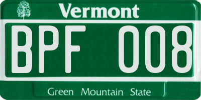 VT license plate BPF008
