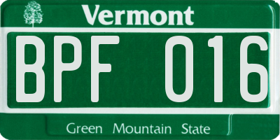 VT license plate BPF016