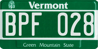 VT license plate BPF028