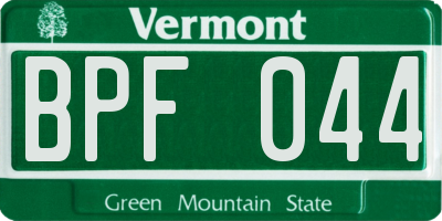 VT license plate BPF044