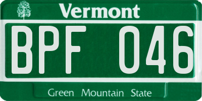VT license plate BPF046