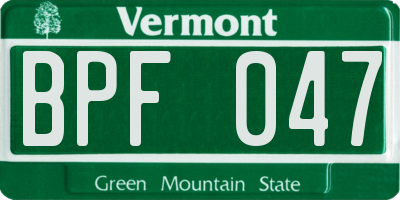 VT license plate BPF047