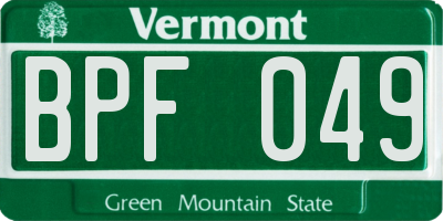 VT license plate BPF049