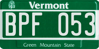 VT license plate BPF053