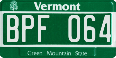 VT license plate BPF064