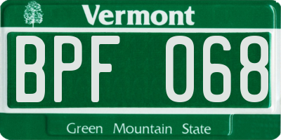 VT license plate BPF068
