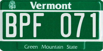 VT license plate BPF071