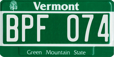 VT license plate BPF074
