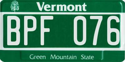 VT license plate BPF076