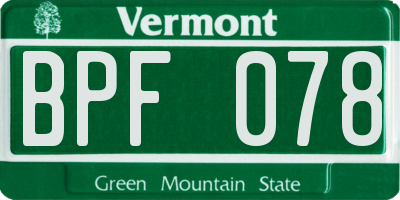 VT license plate BPF078