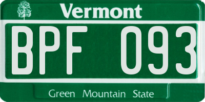 VT license plate BPF093