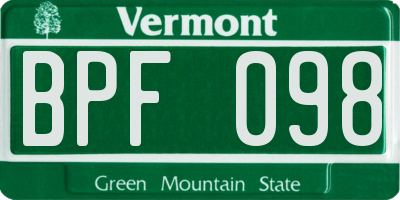 VT license plate BPF098