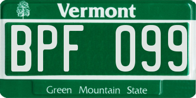 VT license plate BPF099
