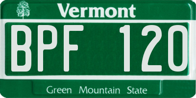 VT license plate BPF120