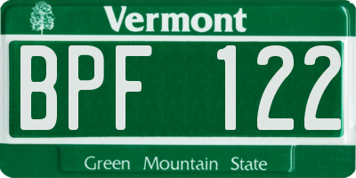 VT license plate BPF122