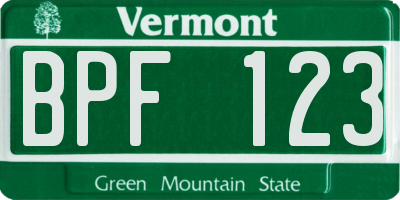 VT license plate BPF123