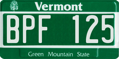 VT license plate BPF125
