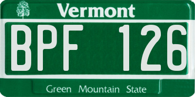 VT license plate BPF126