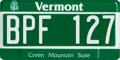 VT license plate BPF127