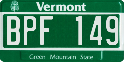 VT license plate BPF149