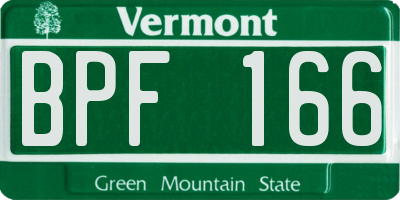 VT license plate BPF166