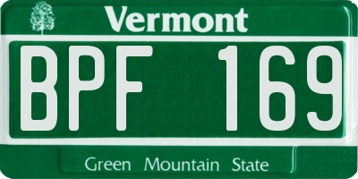 VT license plate BPF169